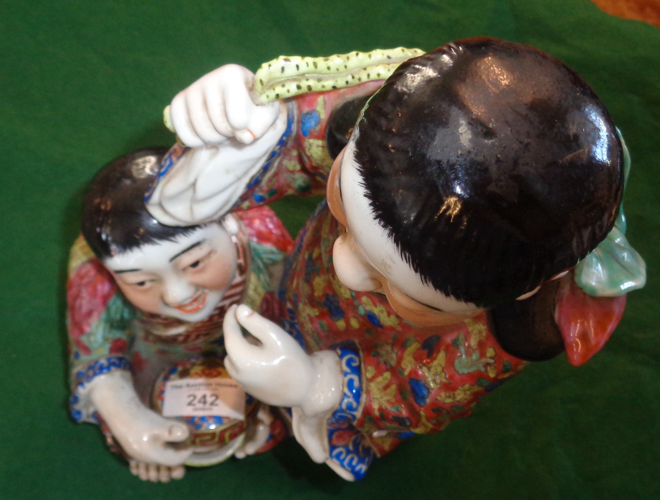 Chinese Famille Rose figures group, signed with impressed mark, 36cm high - Image 5 of 8