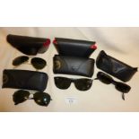 Four pairs of Ray-Ban sunglasses (with 5 cases)