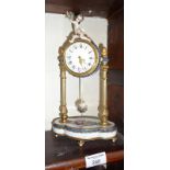 Capodimonte porcelain and gilt and brass boudoir clock