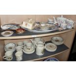 Shelf of assorted china and a Royal Doulton "Cornwall" tea and part dinner service