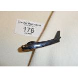 Vintage black enamel Sabre jet fighter plane tieclip, with Chinese characters? Korean War USAF