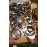 Collection of Viners Country Garden stainless steel cutlery and vintage Danish lidded dishes, etc.