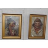 Pair of small oil portraits of Victorian artisans, unsigned