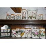 Portmeirion Botanic Garden kitchen storage jars and vases, inc. bread crock, spice jars, etc. (2