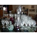 Collection of glassware, inc. Dartington Crystal decanters, large vase and wine glasses