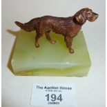 Bronze Red Setter dog figure on onyx base, approx. 6cm high