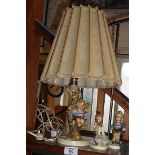 Goebel Hummel children table lamp and two figures