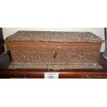 Chinese Canton carved wood casket