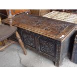 Carved oak blanket box