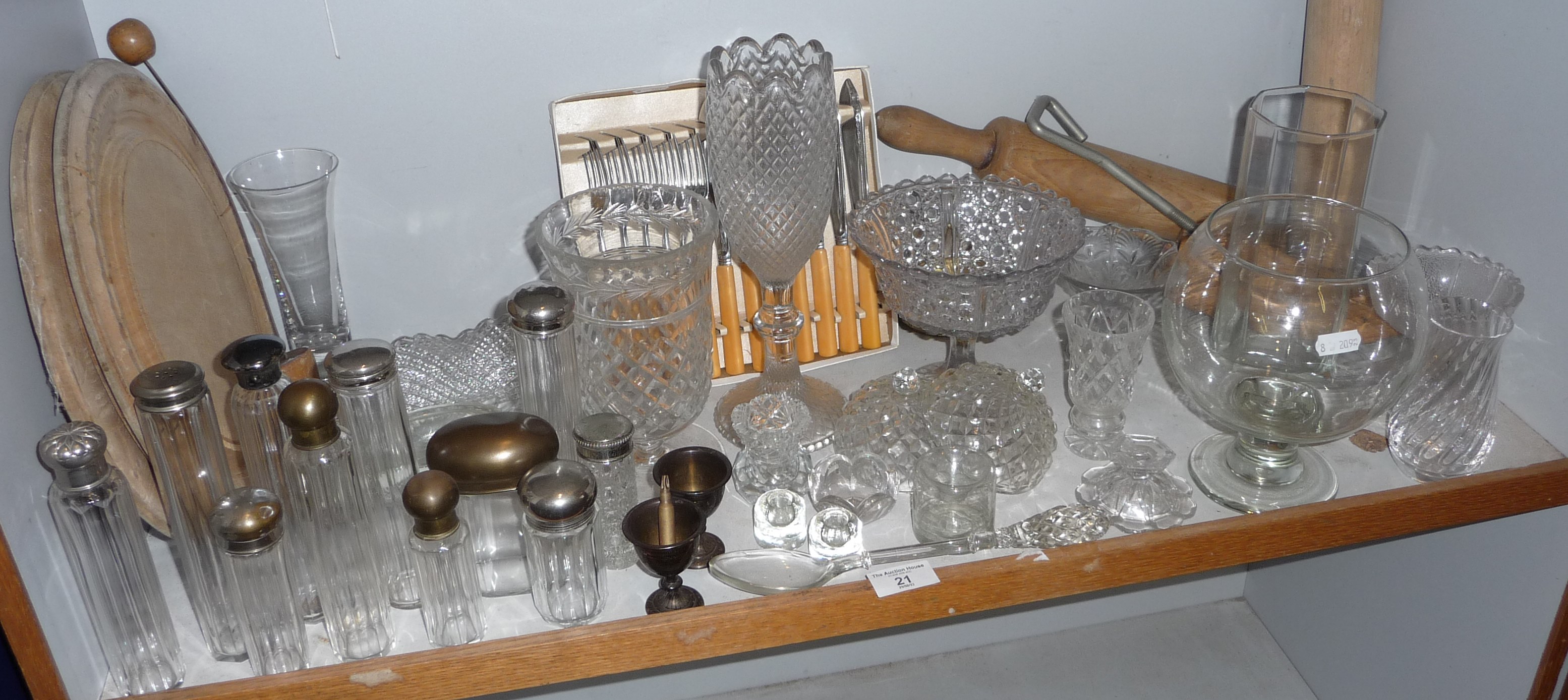 Shelf of assorted glassware