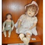 Vintage "American Character" doll, and another china with cloth body