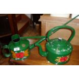 Hand painted bargeware kettle and Haws watering can