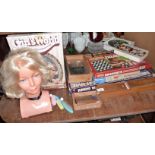 Vintage "Miss World Game" board game, a blonde Girls World hairstyle model by Palitoy and other