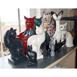 12 various cat figurines, inc. Sylvac and others