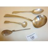 Silver spoons, inc. a Georgian (1804) ladle by William Eley and William Fearn. Combined weight
