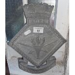 Naval cast plaque of the crest of the A.U.W.E (Admiralty Underwater Weapons Establishment) on