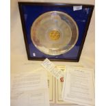 Danbury Mint the Authorised Coronation Anniversary Plate. Made from approx. 544g. of Sterling silver