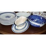 Danish blue and white china dinner plates, etc.