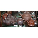 Six Chinese Yixing teapots