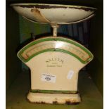 Salter enamel kitchen cookery scale and a folding bridge table