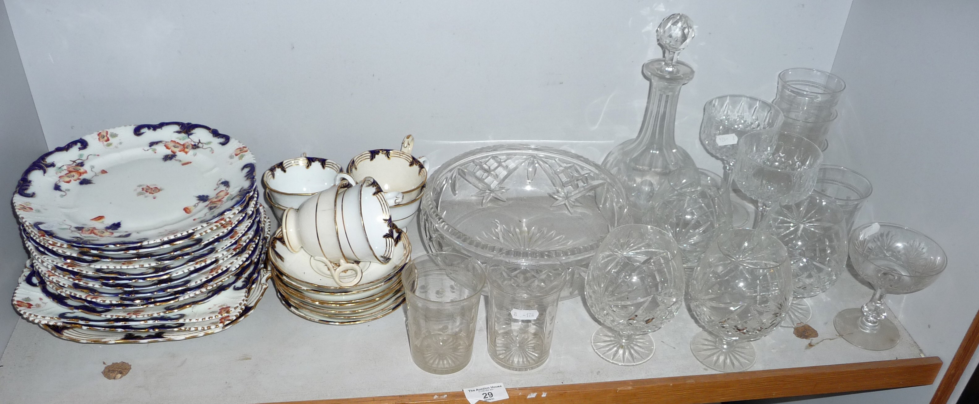 Edwardian china plates and glassware