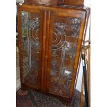 1930's walnut two-door china cabinet