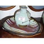 Studio pottery - stoneware vase by Benjamin Eeles and a Simon Eeles glazed stoneware dish