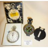Smith's stop watch in original box with an "Engineer" directional compass