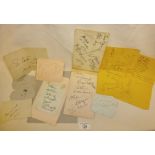 Interesting collection of sporting and music hall entertainers' autographs, c. 1920s, inc. famous