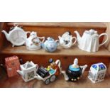 Collection of novelty china and pottery teapots (10), inc. Wade etc.