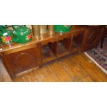 Rustic low shelf and cupboard unit, 156cm long