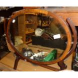 Oval mahogany framed toilet mirror