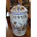 Vintage French Decor Rouen apothecary jar with cover, 35cm tall