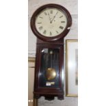 A Seth Thomas drop dial wall clock in mahogany case, weight driven movement