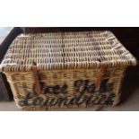 Old wickerwork laundry basket from Axe Vale Laundry