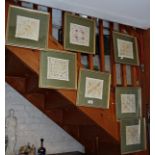 Collection of 8 antique finely embroidered handkerchiefs made by one of the Moody sisters at the