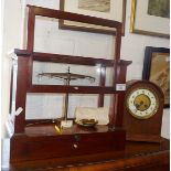 Chemist's scales in mahogany case by Becker & Sons of Rotterdam with weights, together with an oak