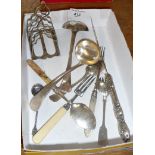 Silver plated cutlery and toastrack