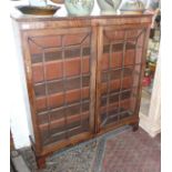 Victorian mahogany two-door glazed bookcase, 43" high x 45" wide x 11" deep