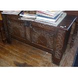 18th c. carved oak coffer, 41"