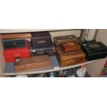 Collection of assorted wood and other boxes
