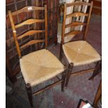 3 ladderback chairs with rush seats