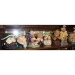 8 various china and pottery character jugs, inc. Royal Doulton Frances Drake, Melba Ware Falstaff