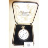 Open faced pocket watch by J.W. Benson, with case hallmarked for 1935, and in excellent working