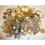 Assorted costume jewellery, inc. antique gold-filled locket, vintage cufflinks, rings, etc.