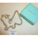 Heavy 925 Sterling Silver Tiffany heart tag toggle necklace. Approx. 43cm long and 65g., (with