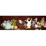 14 various novelty china teapots, inc. Richard Parrington designs, Leonardo and Tony Wood, etc.