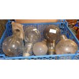 Five old large electric light bulbs, screw fittings