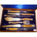 Impressive boxed 7-piece silver plated carving and serving set - most Mappin & Webb with