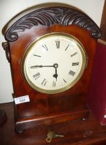 19th c. fusee bracket clock with dome topped flame mahogany case, 6" dial, brass bezel